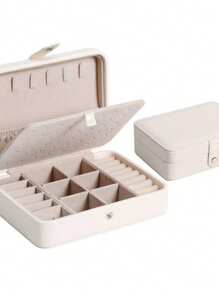 1pc Multi-Functional Leather Jewelry Storage Box, Convenient Double-Layer Simple Jewelry Storage Box, Can Be Put Earrings Earrings Necklace Bracelet, High-End Jewelry Box Back To School