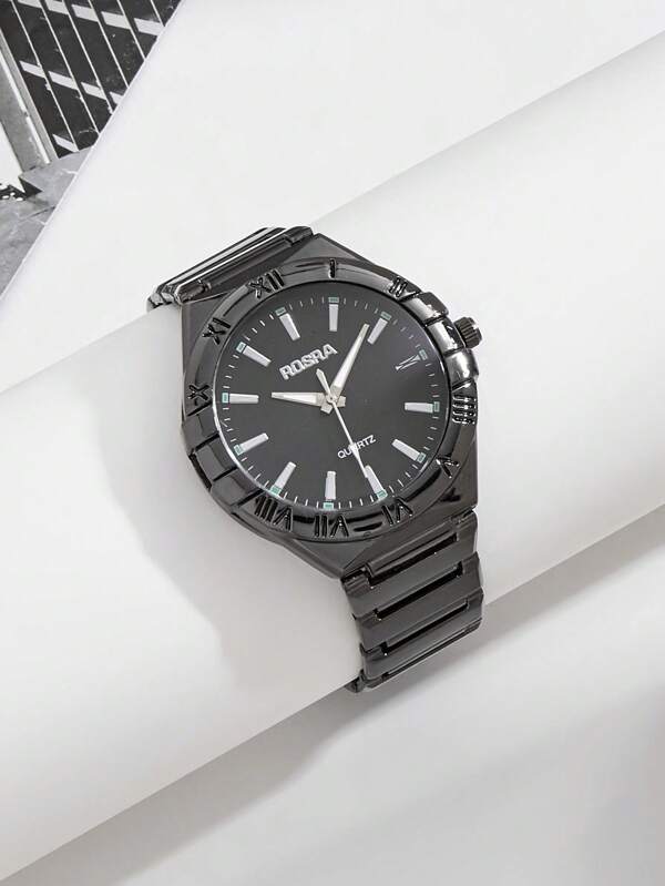 1 pièce Montre à quartz avec cadran circulaire, index à barres et échelles horaires précises
