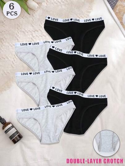 Bộ 6 chiếc quần lót nữ cạp thấp, có chữ in trên cạp, thoải mái, gợi cảm, không đường may, màu trơn, thích hợp cho Halloween và mùa thu.