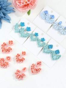 2 Stücke Frühlingsblumen-Ausstecher aus Polymer Clay, Boho Florale Ausstecher aus Polymer Clay für die Schmuckherstellung aus Polymer Clay, 3D-gedruckte Tonausstecher, Schmuckherstellungs-Werkzeug-Kits, Cut Out