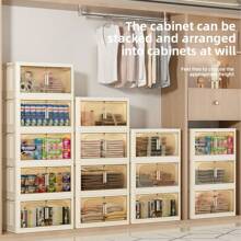 40cm Wide Pp Multi-Layer Detachable Folding Storage Cabinets, Bedroom Clothes Storage Cabinets, Children's Snacks Storage Cabinets, Kitchen Tableware Storage Cabinets Dust-Proof And Clean Storage.