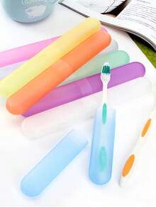 牙刷盒混合便携式牙刷盖架牙刷卫生护理户外用品随机颜色适合旅行牙刷盒旅行徒步露营盖保护套适合户外旅行和家庭浴室收纳配件家居小工具学校用品大学学校用品