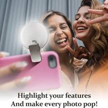 4/2/1 pieza Luz anular LED portátil alimentada por USB compatible con iPhone, portátil, mini luz anular para video, foto, fotografía, lámpara con clip - Blanco - Ver 4