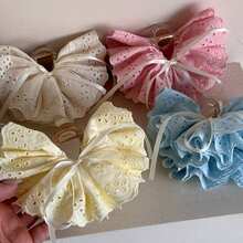 1 件法式蕾丝荷叶边蝴蝶结装饰发夹，甜美优雅发爪发夹适合夏季日常使用，爪夹 - 彩色 - 查看 4