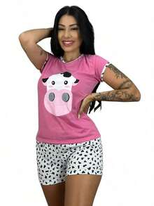Baby Doll Half Sleeve For Women / Baby Doll For Women / Nightwear - 淺粉色 - 查看 1