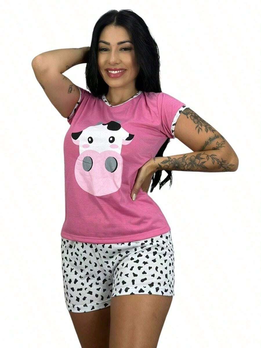 Baby Doll Half Sleeve For Women / Baby Doll For Women / Nightwear - 淺粉色 - 查看 1