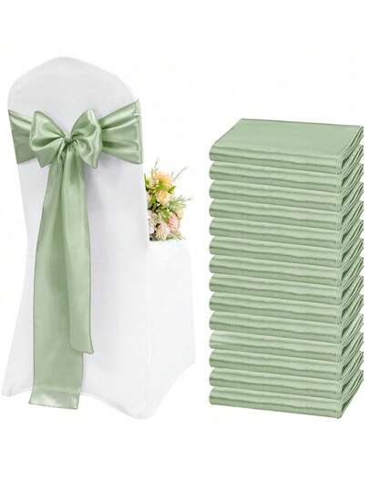 1 قطعة/6 قطع/10 قطع من أربطة كرسي بشريط ساتان أخضر فاتح، أربطة ظهر كرسي حرير لحفلات الزفاف والأعياد والفنادق والمطاعم والمناسبات والحفلات