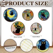 5 Stücke Boho-Stil schwarze Katze Wanddekoration Wandbehang Holzkunst Cartoon Logo Heim Wandkunst Dekoration, Bauernhaus Wohnzimmer und Schlafzimmer Heimdekoration, ländlicher pastoraler Stil Behänge, Hotel Veranda Dekorationskraftstoff