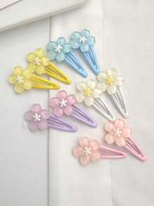 10 件女士树脂多巴胺樱花花发夹，甜美浪漫发饰侧刘海夹，额头装饰，适合日常佩戴爪夹发夹发夹