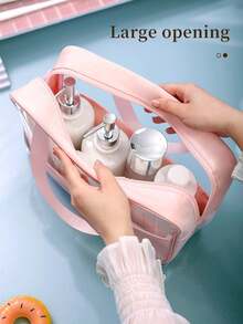 Bolsa de aseo impermeable para viajes, bolsa de aseo de PVC transparente, bolsa de almacenamiento de cosméticos, bolsa de cosméticos de viaje portátil, bolsa de playa, bolsa de mano, bolsa de maquillaje, bolsa de almacenamiento multifuncional, accesorios de viaje esenciales, accesorios de viaje, accesorios de crucero, accesorios de viaje, adecuada para cuidado de la piel, maquillaje, almacenamiento de baño, lápiz labial, bolígrafo de maquillaje, champú, cepillo de dientes, peine rizado, etc. Bolsa de aseo para damas, bolsa de maquillaje pequeña, bolsa de aseo para damas, bolsa de maquillaje pequeña, bolsa de aseo para mujeres, regalos para mujeres, regalos de Navidad, ideas de regalo para mujeres, neceser de maquillaje, artículos de viaje esenciales - Rosa - Ver 6