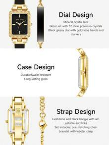 Anne Klein Women's Crystal Accented Bangle Watch and Bracelet Set with Black Glossy Crystal Dial Ladies Quartz Bracelet Elegant Female Gift Watch,AK/3898BKST - 黑色 - 查看 4