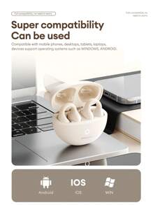 Lenovo Auriculares Bluetooth Lenovo LP25 con estuche protector, auriculares deportivos de conducción ósea, Bluetooth 5.4, sonido envolvente, cancelación de ruido ENC, baja latencia para juegos, larga duración de la batería, control táctil inteligente, cómodos y compatibles con dispositivos Apple y Android