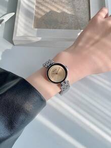 1 pieza Reloj de cuarzo elegante y de moda con esfera redonda de acero inoxidable, adecuado para uso diario, aniversario, cumpleaños, como regalo, para tiempo libre y negocios - Unitalla - Ver 7