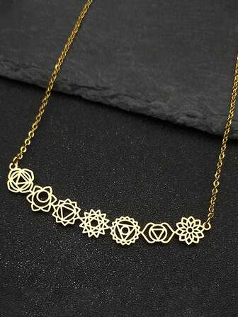 Yoga 7 Chakra Birth Flower Pendant Necklace For Women Girls Stainless Steel Gold Color Reiki Amulet Jewelry Mother's Day Gift