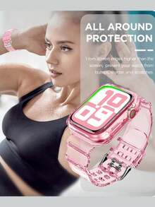 二合一透明表带带保护壳，兼容 38/40/41/42/44/45/46/49mm，果冻运动防护替换腕带，适用于 Series 11/10/9/8/7/6/5/4/3/2/1/SE/Ultra 男女款