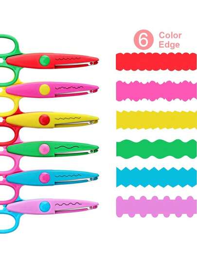 6 Pairs Of Paper Edge Scissors, Craft Scissors, And Scissors, Colored Craft Art Scissors, Children's Scissors, DIY Photo Album Scrapbook