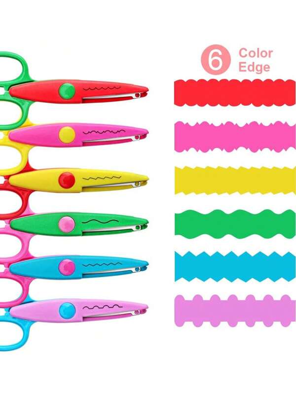 6 Pairs Of Paper Edge Scissors, Craft Scissors, And Scissors, Colored Craft Art Scissors, Children's Scissors, DIY Photo Album Scrapbook