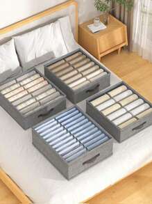 1pc- Gray Fabric Drawer-Type Separate Storage Box, Clothes And Trousers Separate Storage Box, Which Can Be Used To Store And Organize Underwear, Trousers And Ties, And The Wardrobe Drawer Styles Are Layered And Arranged In Baskets.