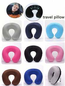 1 Pieza Almohada de Viaje Almohada de Cuello Almohada de Avión Almohada de Viaje Coche Hogar Oficina Almohada de Cuello de Vuelo con Botón a Presión y Funda Suave, Almohada de Cuello en Forma de U Portátil para Estudiantes y Adultos, Soporta el Cuello y Protege la Columna Cervical mientras se Estudia (Esta es una Almohada Inflable) - Multicolor - Ver 9