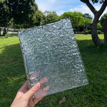 A5A6A8M5波浪纹透明活页夹亚克力透明文件夹坚固材质活页夹书套可用作笔记本计划簿计划卡收纳簿贴纸簿相册文具