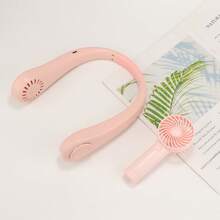 AOYI Portable Neck Fan & Hand Fan Kit, Rechargeable Wearable Personal USB Necklace Fan, Mini Handheld Fan 3-Speed, Essential For Summer Cooling, Suitable For Travel, Office, Home, Outdoor, Sports, Beach, Travel, Random Charging Port - Set - View 1