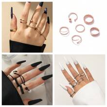 6 Stücke/Set europäischer und amerikanischer Stil durchbrochener verdrehter Fingerring