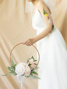 Hochzeit Gold Reifen Brautjungfern Blumenstrauß für Bridal-Shower, Zeremonie Jahrestag Kranz Tischdekorationen zum Aufhängen an der Wand