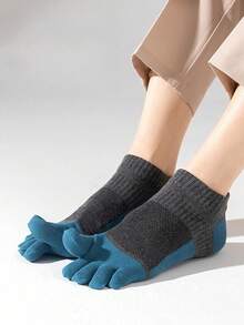 1/4 Pairs Men's Low Cut Toe Socks, No Show Toes Splitting Sports Socks, Suitable For Daily Or Sports Use, Fall - Multicolor - View 3