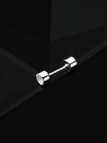 1 Pair Silver Matte Dumbbell Screw Stud Earrings, Fashionable Simple Versatile Earrings, Unisex Daily Accessories