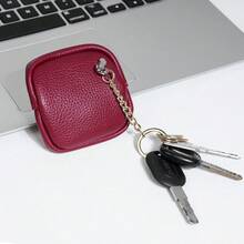 Ví nữ mini khóa bấm thời trang đa năng có họa tiết PU, cầm tay, ví nữ mini, ví tiền xu - Đỏ - Xem 7