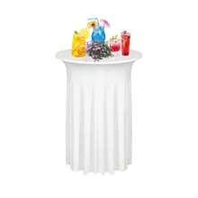 1 pieza Mantel elástico de cóctel - Elegante mantel redondo de poliéster y spandex, apropiado para banquetes y bares de lujo, con bordes encanados blancos, perfecto para fiestas y eventos, mantel elástico