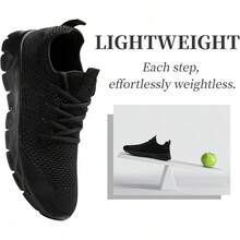 Lightweight Breathable Women's Tennis Shoes For Gym Workout - 黑色 - 查看 11