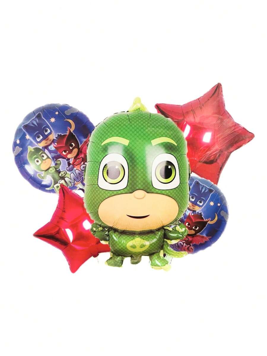 Set de 5 globos héroes en pijama color verde kit metálico decoración fiesta infantil temática centro de mesa fondo fotográfico fácil inflado ambiente creativo para niños set de globos navideños decoración Christmas navidad fiesta infantil temática centro mesa metálico héroes personaje festive balloon kit party decor Navidad inflado fácil fiesta navideño Xmas - Negro - Ver 1