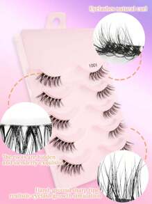 5 Pairs Cat Eye Effect Semi-Transparent False Eyelashes With 3D Synthetic Mink Fur Natural Longer Outer Corner Eyelashes, Enlarging Eyes, Suitable For Girls Travel, Party, Daily Wear