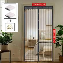 AIYYIPA 1 pieza Cortina de mosquitero magnética de rayas negras extra grande, diseño de encaje de verano, pantalla de puerta magnética, transpirable y fácil de instalar, adecuada para sala de estar, dormitorio, divisor de cocina, decoración de cortinas - Multicolor - Ver 7