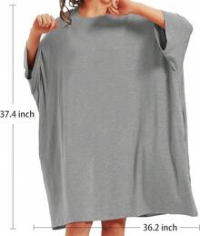 Camisón de talla grande para mujer, camiseta grande para dormir con vestido de manga corta, con bolsillo, tallas desde S hasta 5XL