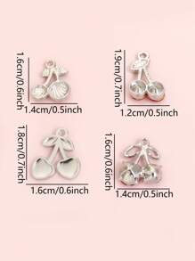 10 Stücke süße niedliche rote Kirsch Emaille Tropfenöl Anhänger mit glänzenden Strass-Einlagen, 6 Stile zierliche Fruchtform Zinklegierung Anhänger für DIY sommerliche, leuchtende Halskette, Armband, Ohrringe, Schlüsselanhänger, Handykette, Taschen Accessoire - Modeschmuck für Mädchen im Alltag, ideales Geschenk für Freunde