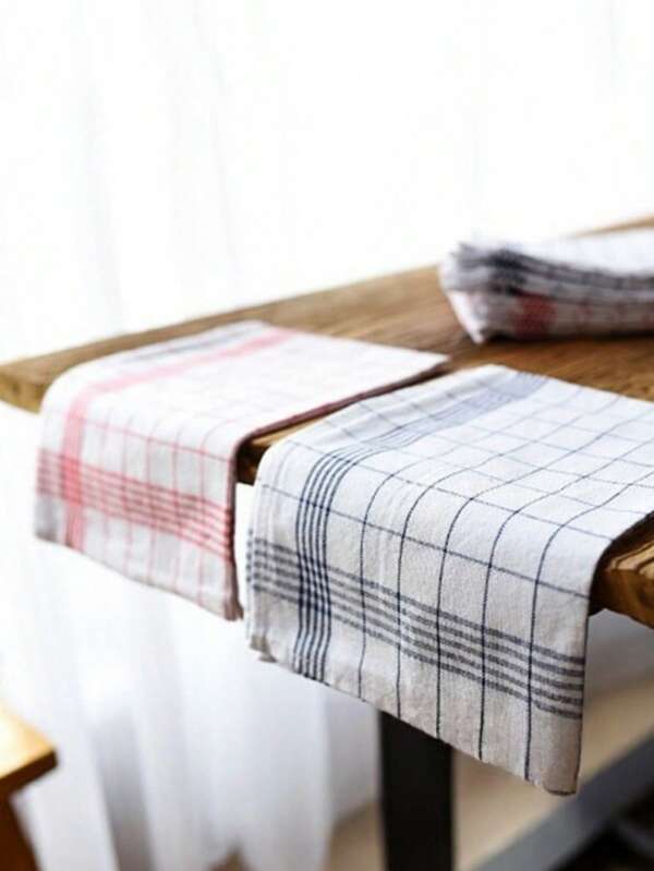 2/4/6/8 piezas Paño de cocina, Toallas de cocina de 2 colores, Toallas de cocina con estampado de cuadrícula, Toallas de cocina a rayas y a cuadros 100% algodón, Cuadros azules, Cuadros rojos, Cocina y comedor, Artículos de cocina