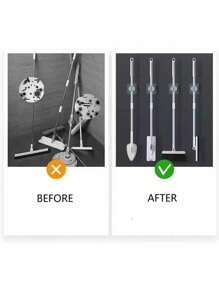 1/4 piezas Soporte para trapeador sin taladrar, Gancho para trapeador de baño, Ganchos adhesivos multiusos para colgar escobas