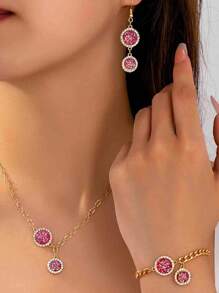 4 pièces Set de bijoux pour femmes en alliage de cuivre et de zinc avec glaçure goutte à goutte, (serti de strass blancs, faux diamant acrylique ou ciel étoilé en résine), exquis, à la mode, personnalisé, multicolore, convient pour un port quotidien, le trajet, les vacances, les fêtes et autres occasions