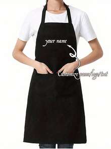 Custom Apron With Text And Personalized Photo, Waterproof Kitchen Cooking Apron, Customized Logo Chef Apron, Gift For Birthdays, Anniversaries, Weddings, Ideal Gift For Women, Men, Mom, Dad, Husband, Housewarming Gift - Multicolor - View 4