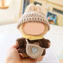 (仅限衣服) 17厘米拉布布衣服，拉布布娃娃衣服套装，钩针3件套帽子衣服背包拉布布，时尚可爱娃娃衣服配饰 - 彩色 - 查看 6