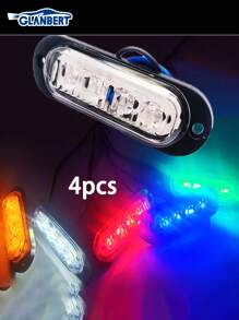 GLANBERT 4 piezas Barra de luces LED de 4 LEDs para camiones y coches, barra de luces LED delanteras y traseras para remolques, iluminación para barcos, luces exteriores para coches, luces intermitentes, luces de advertencia