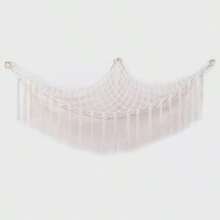 1 件玩具吊床 Macrame 毛绒动物收纳角挂网架，带挂钩的网状吊床毛绒玩具收纳架，适用于卧室，毛绒动物收纳吊床网 - 玩具吊床网，用于毛绒动物角落 - 悬挂毛绒动物收纳架，大号房间装饰，波西米亚风毛绒动物网或大号吊床，感恩节娃娃，小矮人，妖精收纳吊床网（白色）