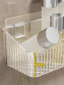 1 Pieza Caja de almacenamiento montada en la pared, diseño sin perforación y con drenaje - Organizador transparente ahorrativo de espacio para cocina/baño | Cajas de almacenamiento, Organizadores de pared, Almacenamiento de baño