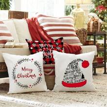 1PC 45cm*45cm Christmas Cushion Cover Christmas Merry Christmas Decorations For Home 2024 Xmas Christmas Christmas Ornaments New Year Gifts 2025