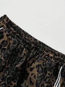 Men Fashionable Street Style Y2K Jungle Leopard Print All-Over Graphic Sweatpants, A Must-Have Item, Fall - Brown - View 4