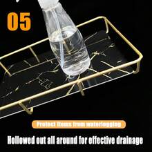 Metall Badezimmer Eitelkeit Kosmetikbox Lagerregal Rack Waschbecken Licht Luxus Stil Desktop Tablett