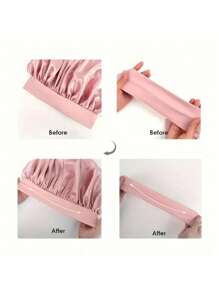 1pc Luxury Pink Satin Bonnet With Adjustable Drawstring And Bow Accent - Soft Hair Protection For Women And Men, Comfortable Ruffle Design, Snug Fit, Hair Care | Satin Bonnet | Smooth Satin Finish Back To School