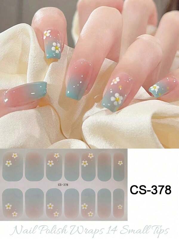 1 Piece Of Gradient Full Nail Sticker With Color Jumping And Flower Design, Waterproof Nail Sticker Kit, Suitable For Fall And Winter Nail DIY, Music Festival, Daily And Festival Nail Sticker
